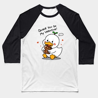 Happy Valentine With Cute Pinwheel Duck Eat Chocolate Baseball T-Shirt